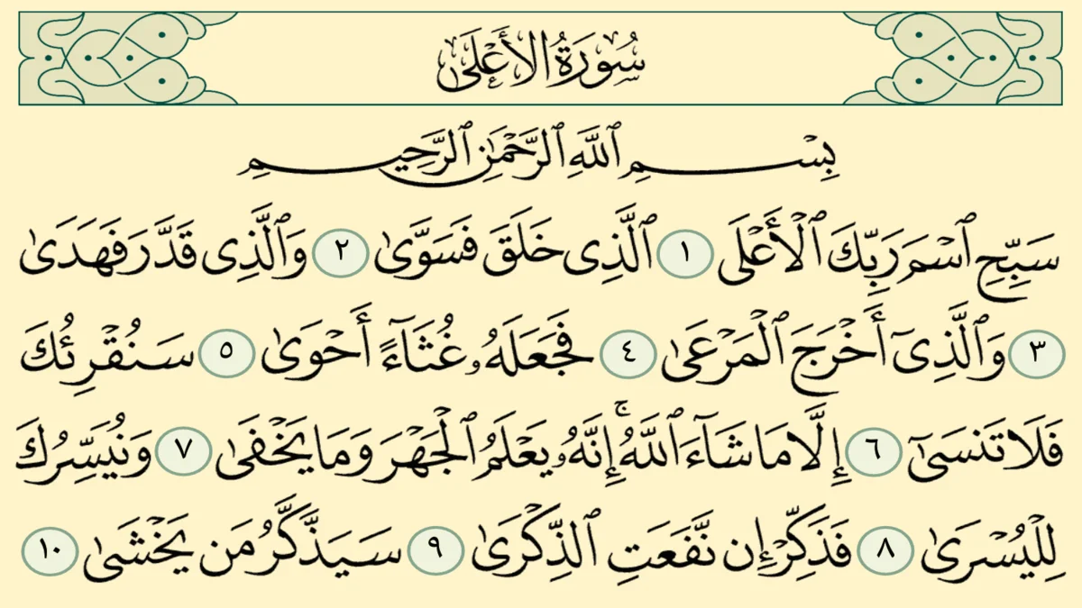 سورة الأعلى وسبب نزولها وفضلها مع التفسير