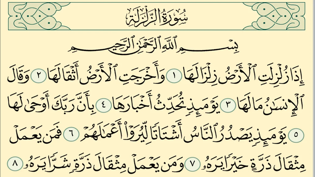 سورة الزلزلة وسبب نزولها وفضلها مع التفسير