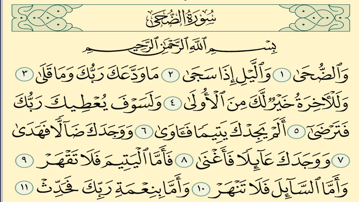 سورة الضحى وسبب نزولها وفضلها مع التفسير
