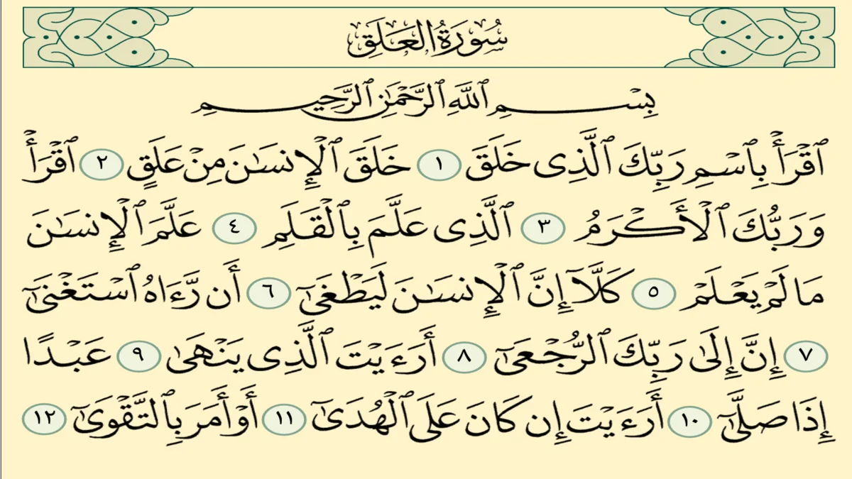 سورة العلق وسبب نزولها وفضلها مع التفسير