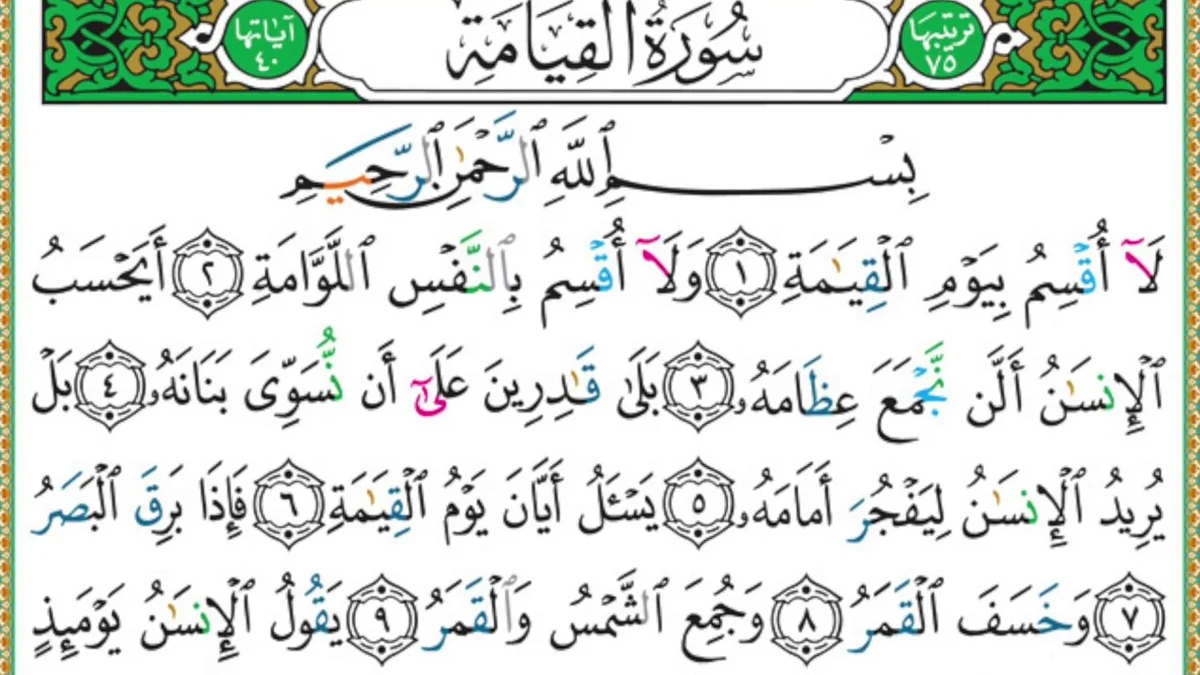 سورة القيامة وسبب نزولها وفضلها مع التفسير