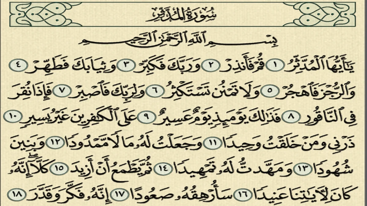 سورة المدثر وسبب نزولها وفضلها مع التفسير