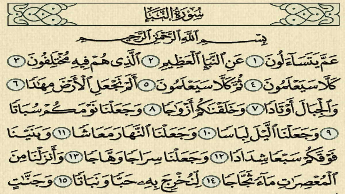 سورة النبأ وسبب نزولها وفضلها مع التفسير
