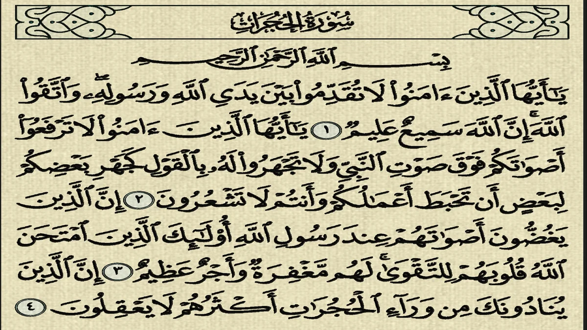 سورة الحجرات وسبب نزولها وفضلها مع التفسير