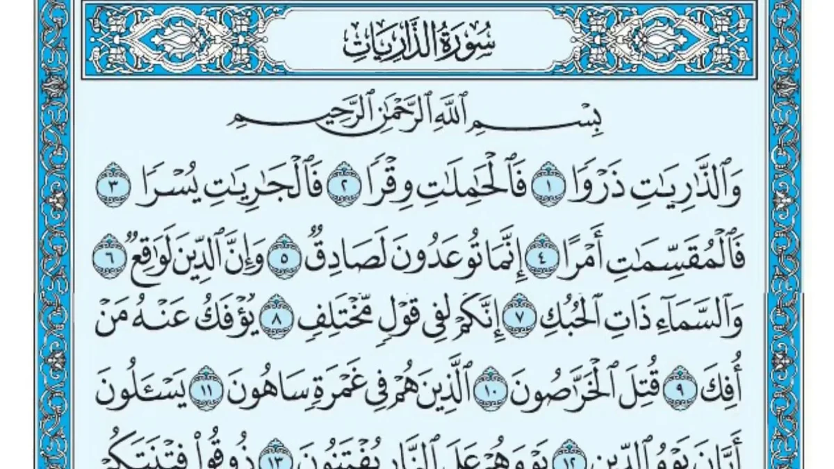 سورة الذاريات وسبب نزولها وفضلها مع التفسير