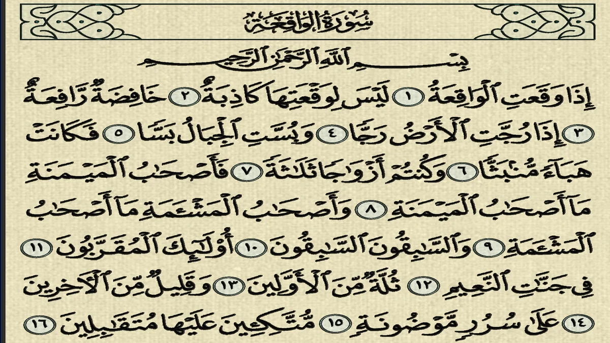 سورة الواقعة وسبب نزولها وفضلها مع التفسير